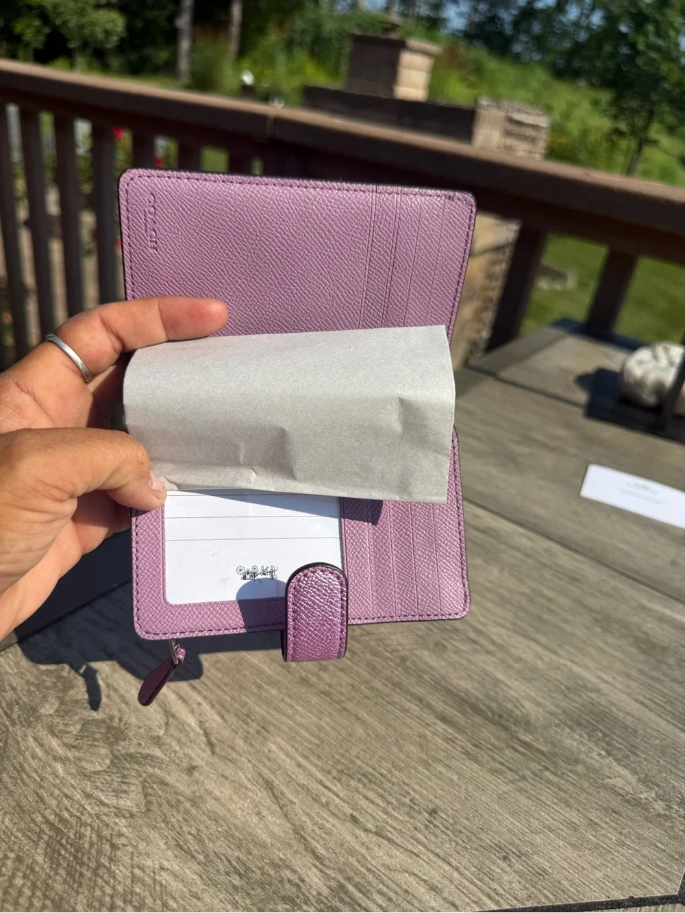 NWT Coach Metallic Lavender Medium Corner Zip Wallet